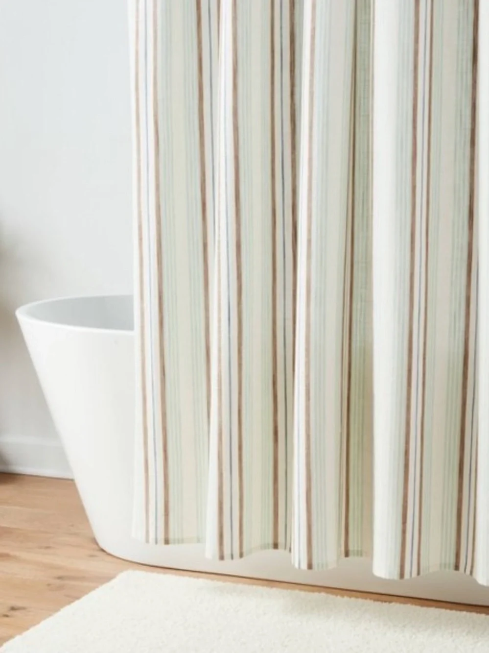 THRESHOLD NWT Textured coastal Stripe Shower Curtain -green NO RINGS